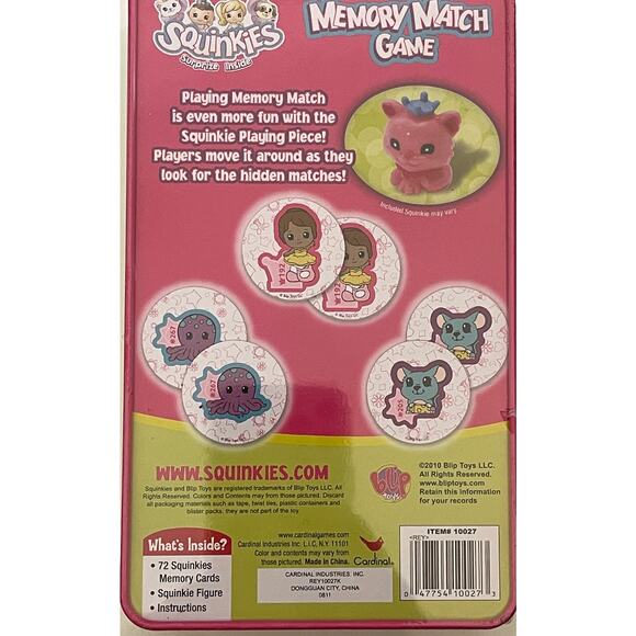 Blip Toys 2010 Squinkies Memory Match Game In Tin Bonus Piece - Picture 3 of 6